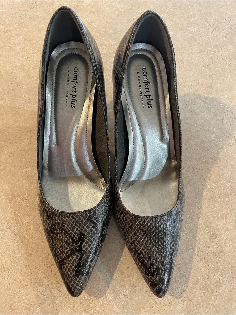 comfort plus by Predictions Brown Snake-Print Pointed Toe Pumps